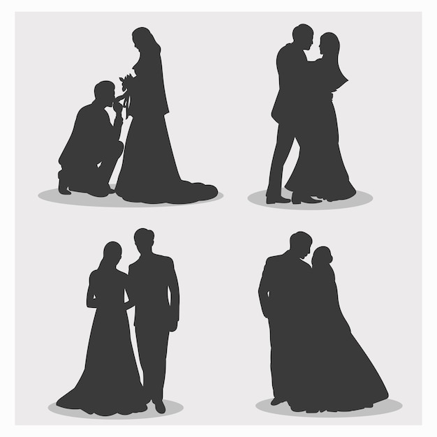 Siluetta isolata del matrimonio, raccolta. Illustrazione vettoriale