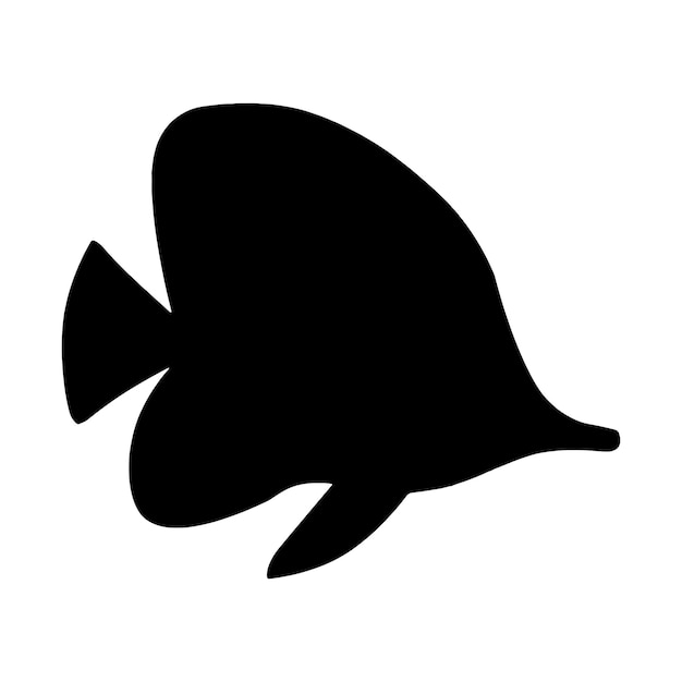 Siluetta nera di vettore del pesce farfalla isolata su bianco