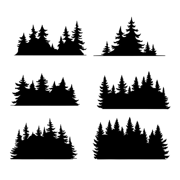 Vettore siluette di alberi
