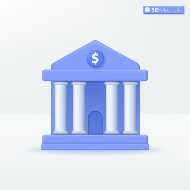 Simboli dell'icona dell'edificio della banca Colonne e pilastri dell'università Giornata internazionale dell'alfabetizzazione concetto 3D illustrazione vettoriale isolato design Pastello cartone animato Stile minimale Per il design ux ui stampa annuncio
