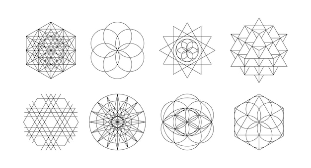 Simboli della linea della geometria sacra. Alchimia, religione, filosofia, simboli ed elementi di spiritualità