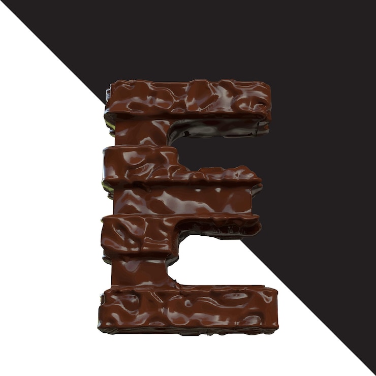 Vettore simboli di cioccolato lettera e