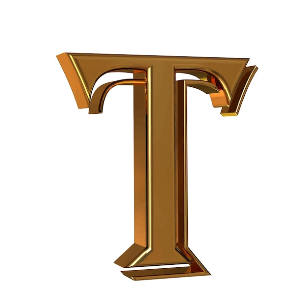 Simbolo 3d in oro lettera t