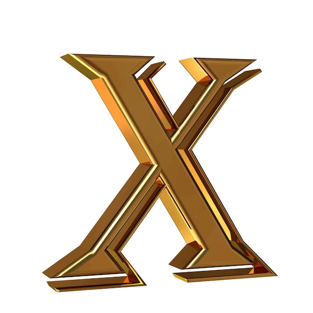 Simbolo 3d in oro lettera x