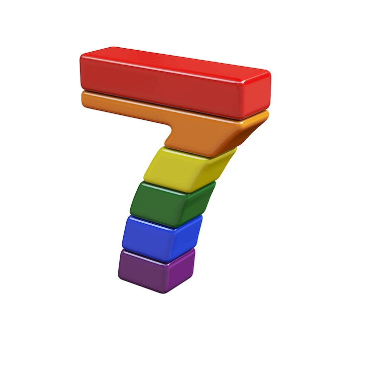 Vettore simbolo 3d realizzato con i colori della bandiera lgbt numero 7