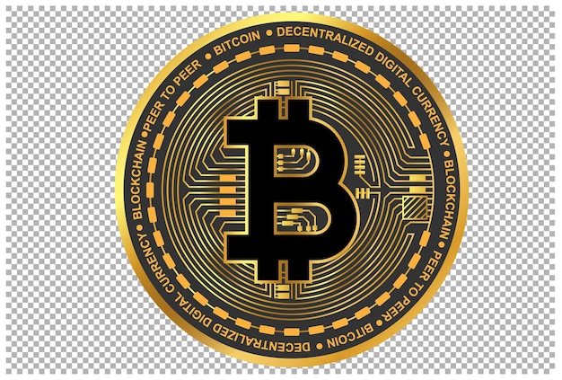 Simbolo Bitcoin Cryptocurrency Vector Bitcoin isolato su sfondo trasparente Crittografia realistica