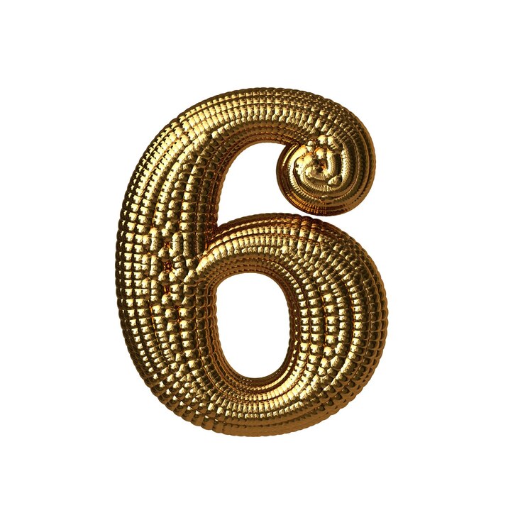 Vettore simbolo composto da sfere d'oro numero 6