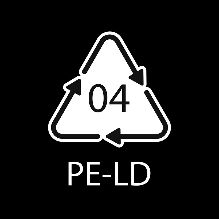 Vettore simbolo del codice di riciclaggio peld 04 simbolo di polietilene a bassa densità del vettore di riciclaggio della plastica