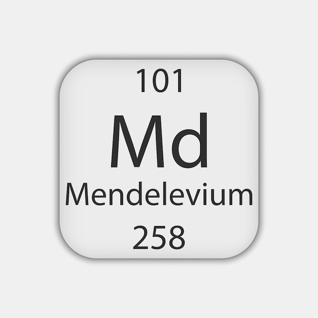 Simbolo del mendelevio Elemento chimico della tavola periodica Illustrazione vettoriale