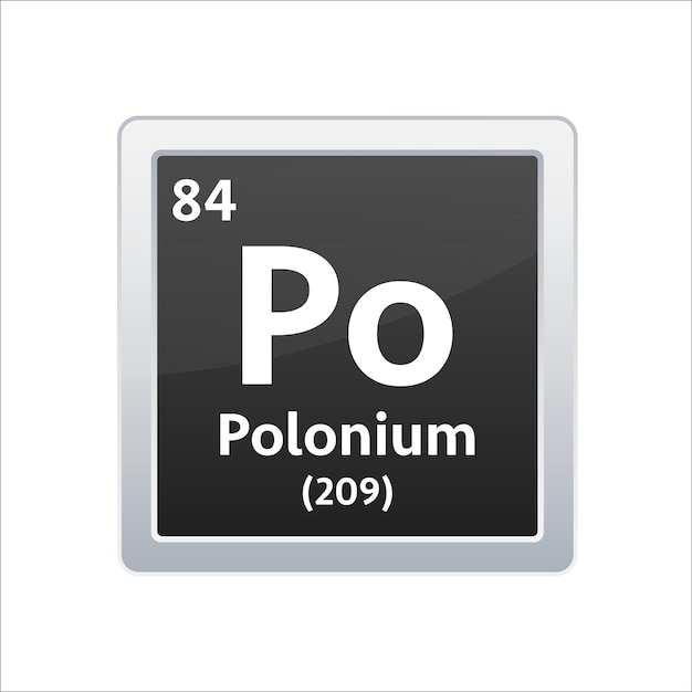 Simbolo del polonio Elemento chimico della tavola periodica Illustrazione vettoriale