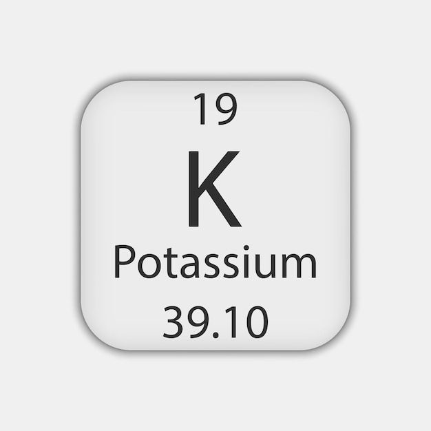 Simbolo del potassio Elemento chimico della tavola periodica Illustrazione vettoriale