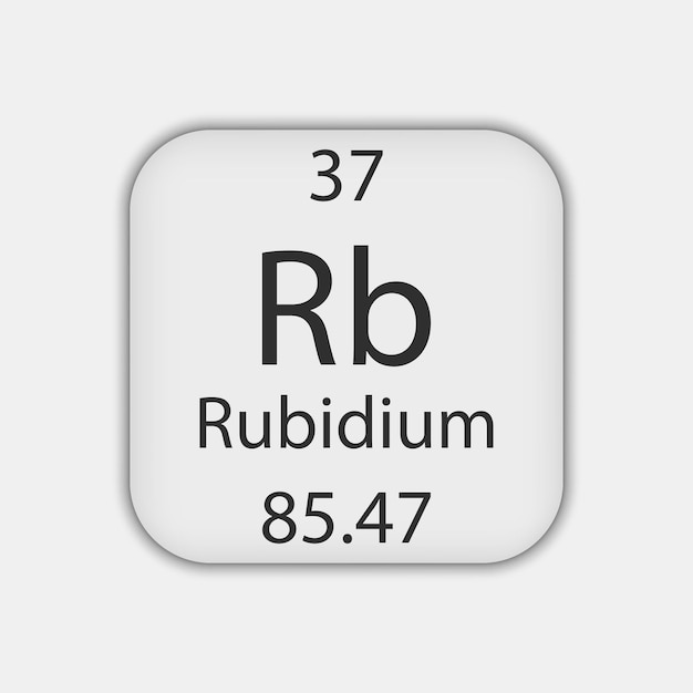 Simbolo del rubidio Elemento chimico della tavola periodica Illustrazione vettoriale