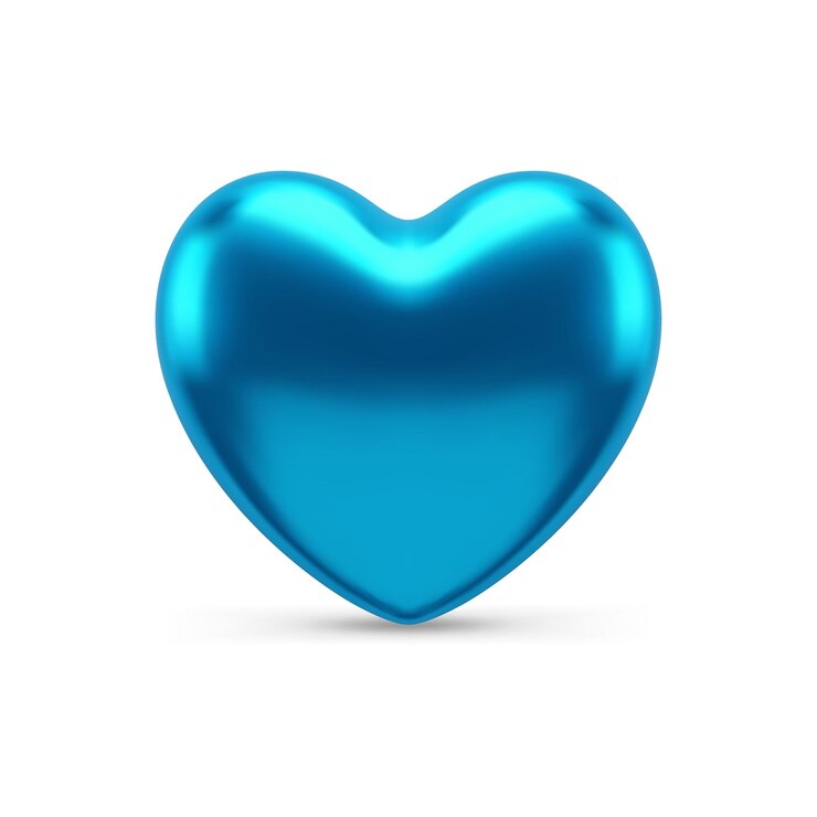 Vettore simbolo dell'amore a forma di cuore blu illustrazione vettoriale 3d realistica