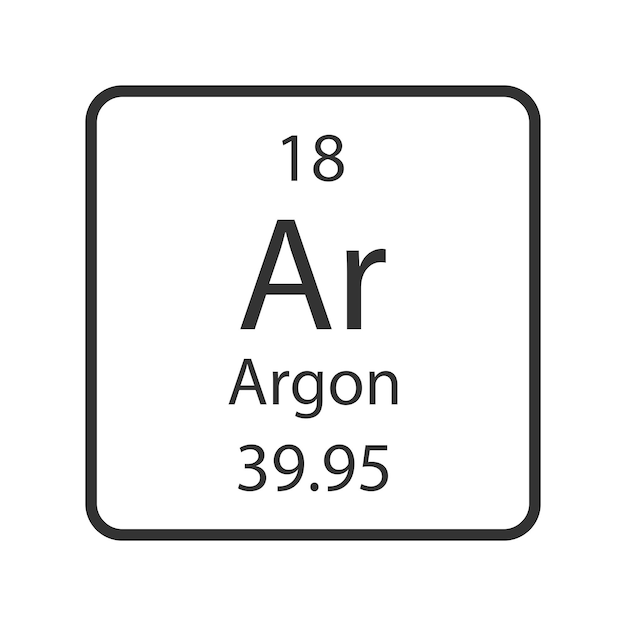 Simbolo dell'argon Elemento chimico della tavola periodica Illustrazione vettoriale