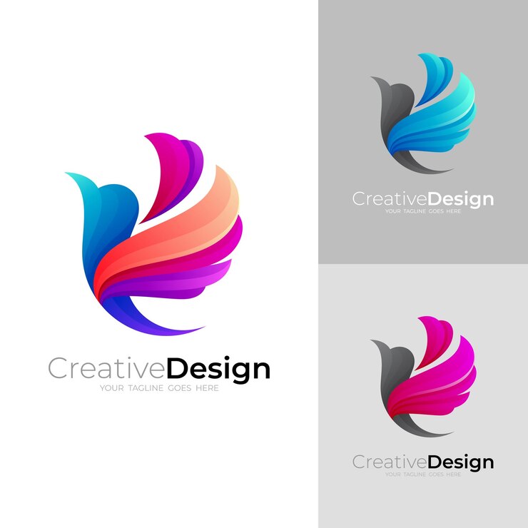 Vettore simbolo dell'uccello logo e icone animali di design in stile colorato