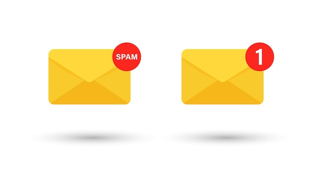 simbolo della busta della posta o notifica sms con spam e icona del messaggio e-mail