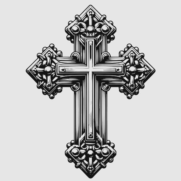 Simbolo della croce religiosa Vettore del tatuaggio nero