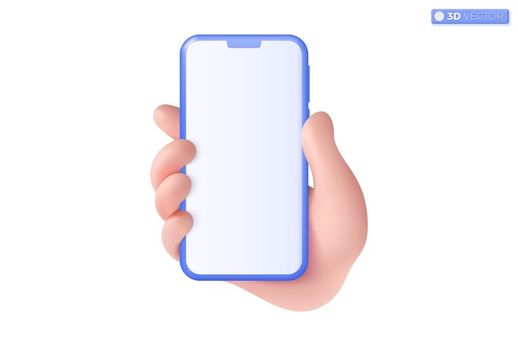 Vettore simbolo di icona di telefono cellulare in mano 3d smartphone realistico con schermo vuoto mockup di telefono modello di dispositivo mobile modificabile concept di modello 3d vettore isolato illustrazione pastello cartone animato stile minimale