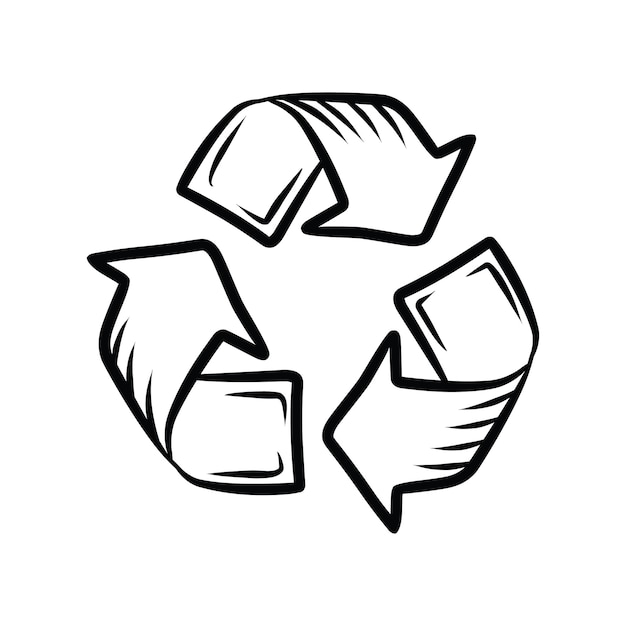Simbolo di riutilizzo del riciclaggio icona doodle