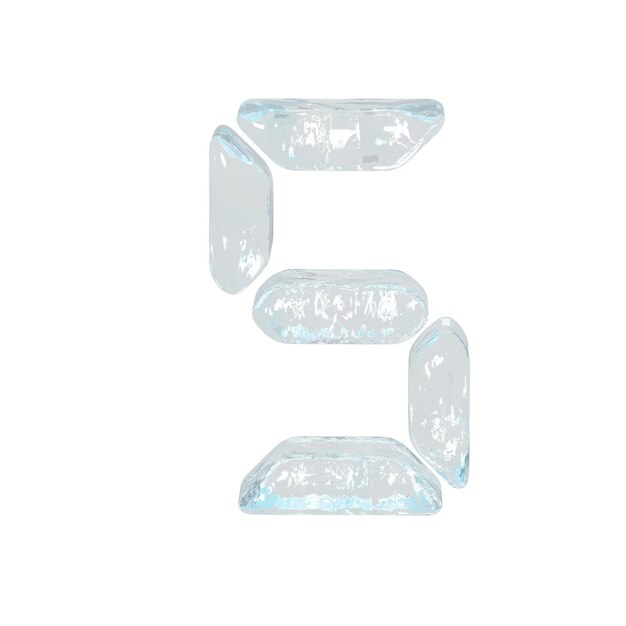 Simbolo digitale fatto di ghiaccio numero 5