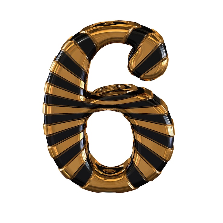 Vettore simbolo nero e oro con cinturini numero 6