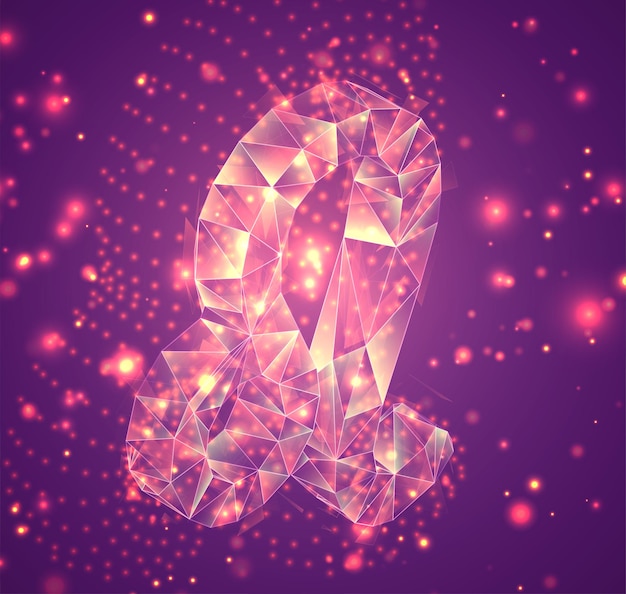 Simbolo vettoriale 3D su sfondo rosa, cristallo esploso