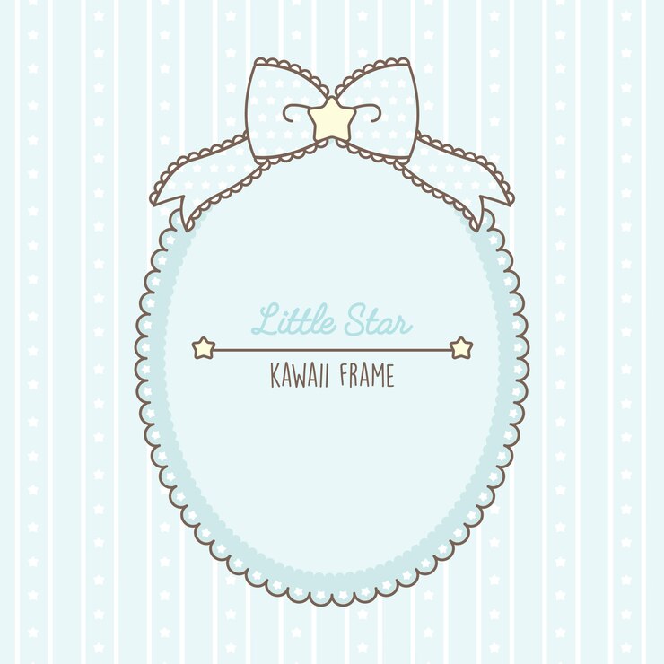 Simpatica cornice kawaii azzurra con puntini e lacci
