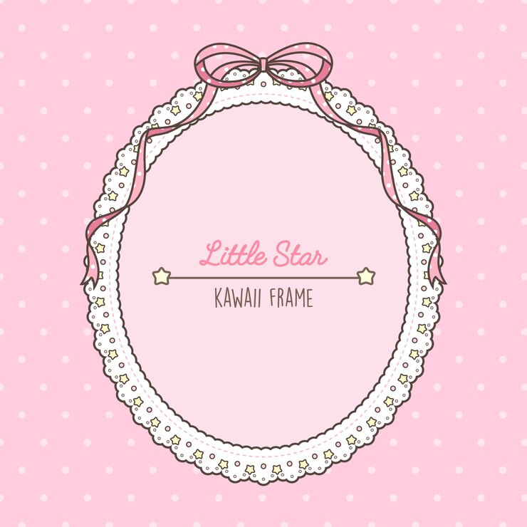 Simpatica cornice kawaii con stelle rosa e lacci