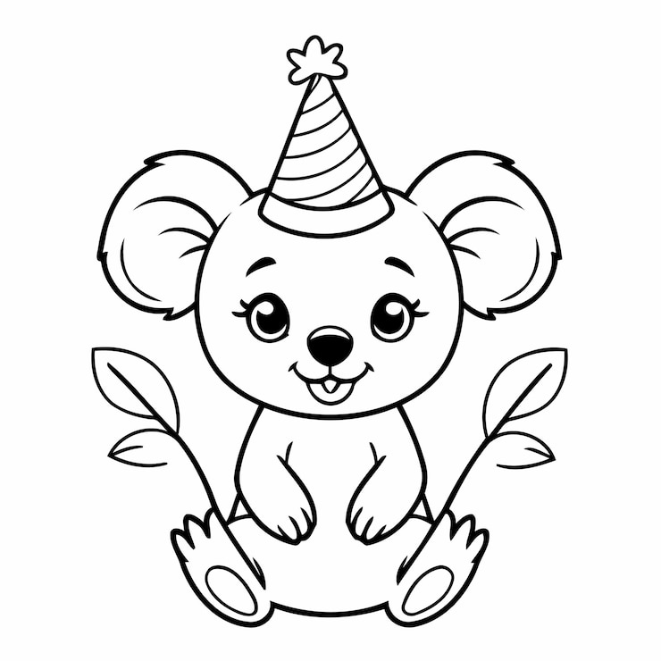 Vettore simpatica illustrazione vettoriale di un koala disegnato a mano per la pagina da colorare per bambini