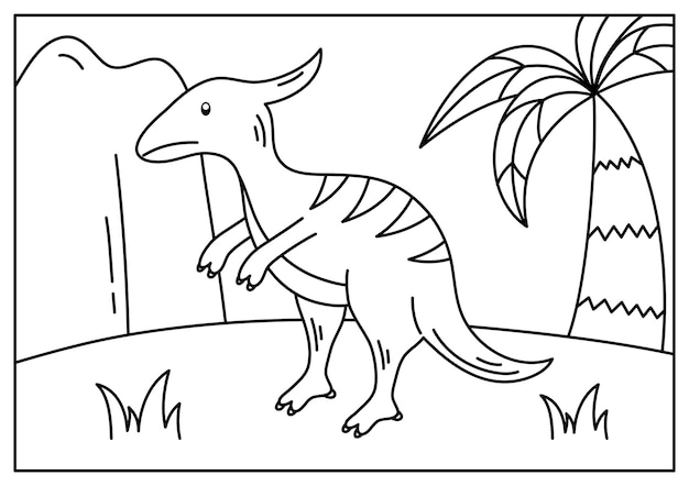 simpatica pagina da colorare stampabile di dinosauri per attività per bambini
