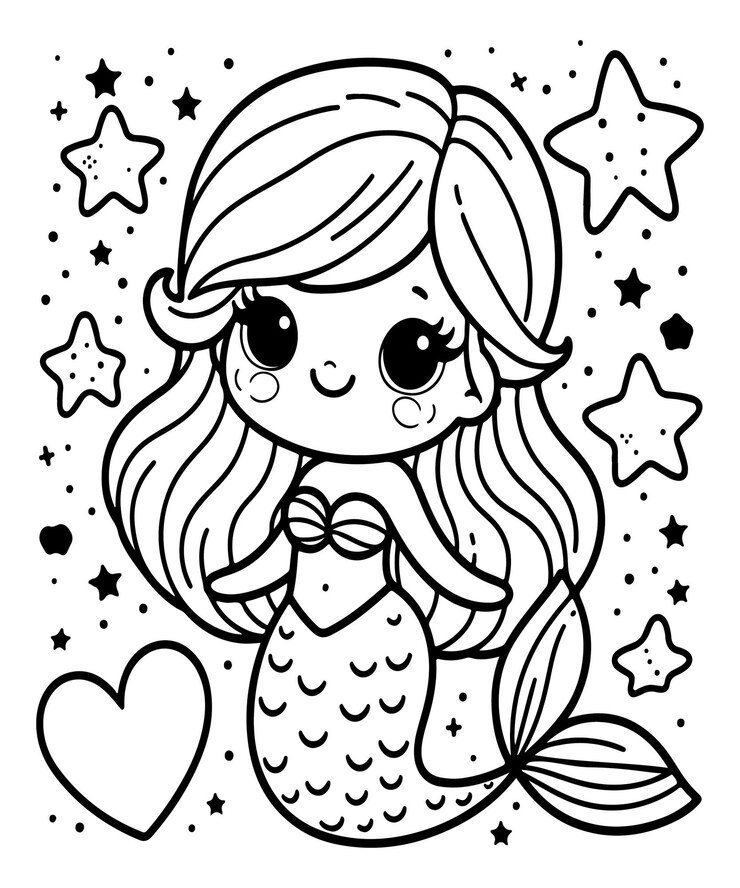 simpatica sirena da colorare per bambini