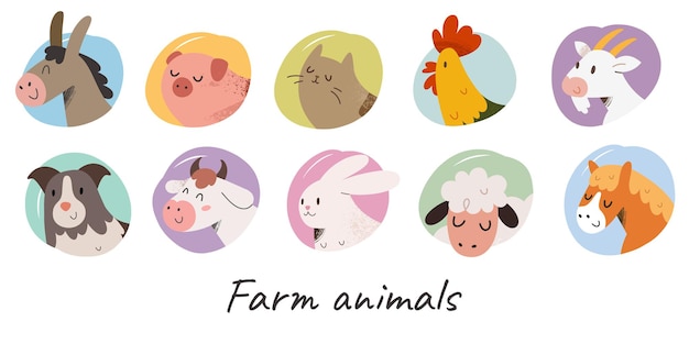 simpatici animali da fattoria illustrazioni avatar