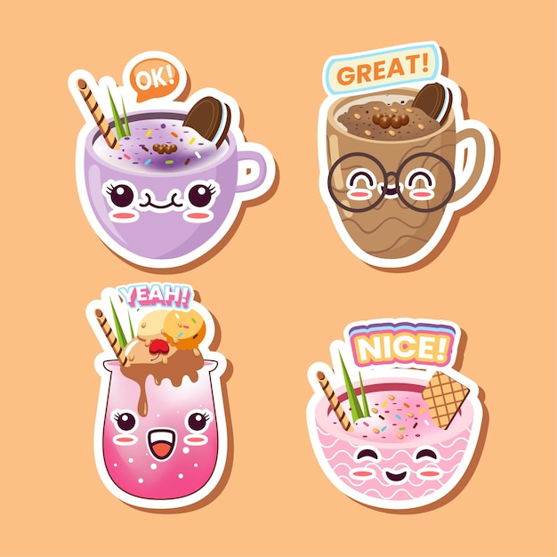 Simpatico adesivo per bevande kawaii