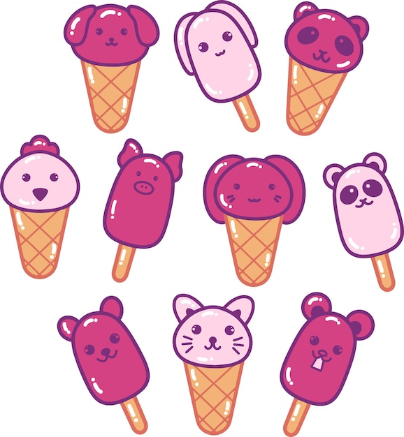 Simpatico animale gelato Doodle illustrazione