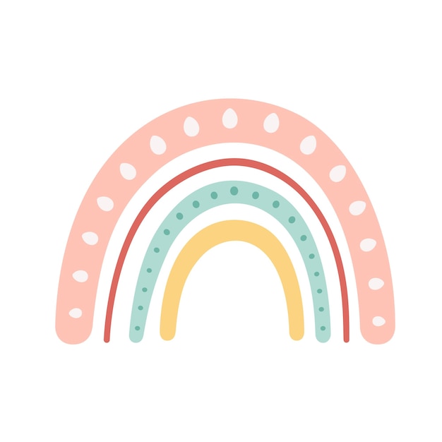 Simpatico arcobaleno astratto in stile boho Illustrazione vettoriale disegnata a mano