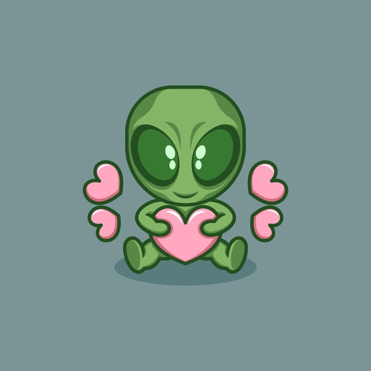 simpatico cartone animato alieno con amore