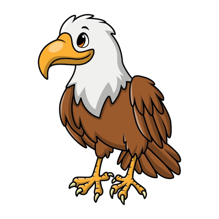 Simpatico cartone animato Aquila su sfondo bianco