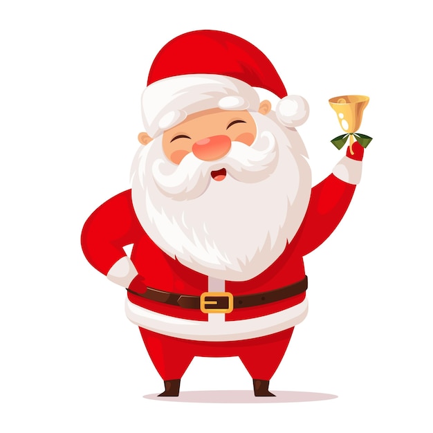 Simpatico cartone animato Babbo Natale che suona un campanello