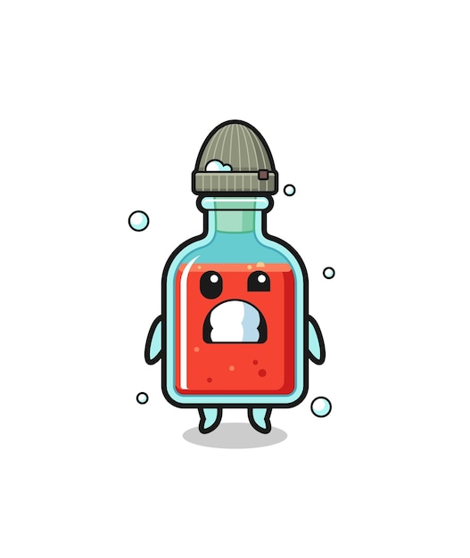 Simpatico cartone animato bottiglia di veleno quadrata con espressione tremante