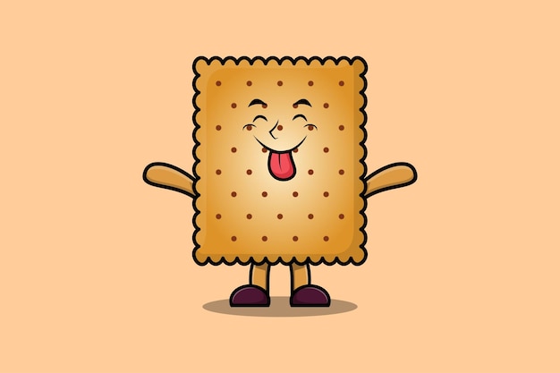 Simpatico cartone animato Cookie personaggio con espressione appariscente in moderno stile carino illustrazione