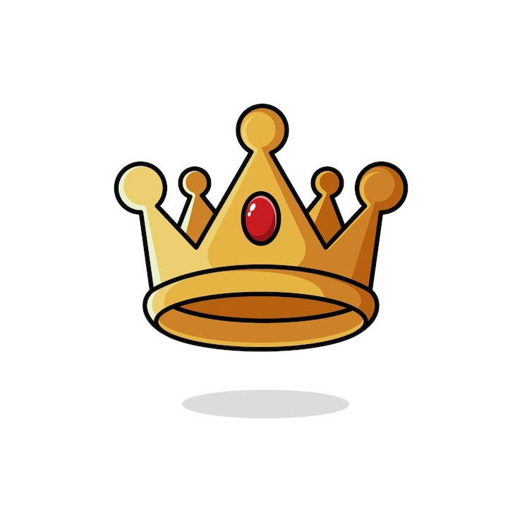 simpatico cartone animato corona d'oro per l'icona della mascotte
