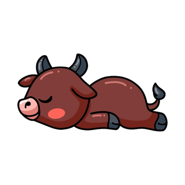 Simpatico cartone animato di bufalo che dorme