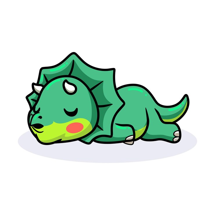 Simpatico cartone animato di dinosauro triceratopo che dorme