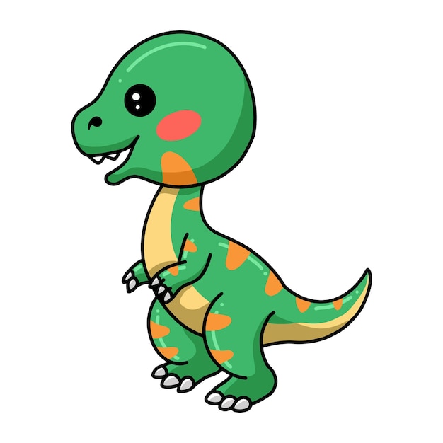 Simpatico cartone animato dinosauro in piedi