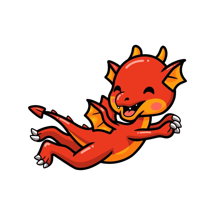 Simpatico cartone animato drago rosso