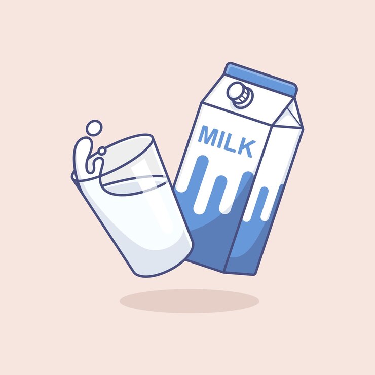 simpatico cartone animato latte con confezione in scatola