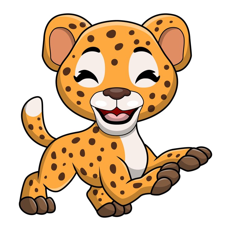 Vettore simpatico cartone animato leopardo su sfondo bianco