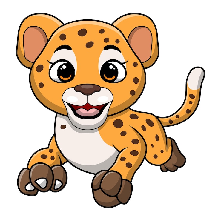 Vettore simpatico cartone animato leopardo su sfondo bianco