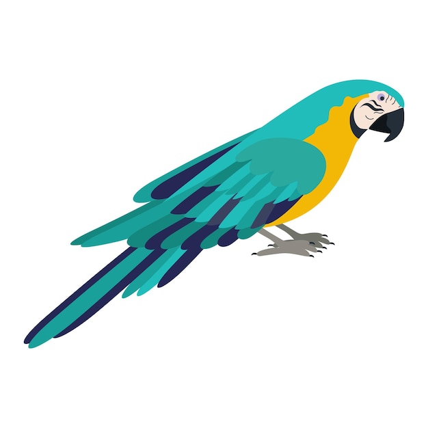 Simpatico cartone animato uccello pappagallo illustrazione vettoriale piatto