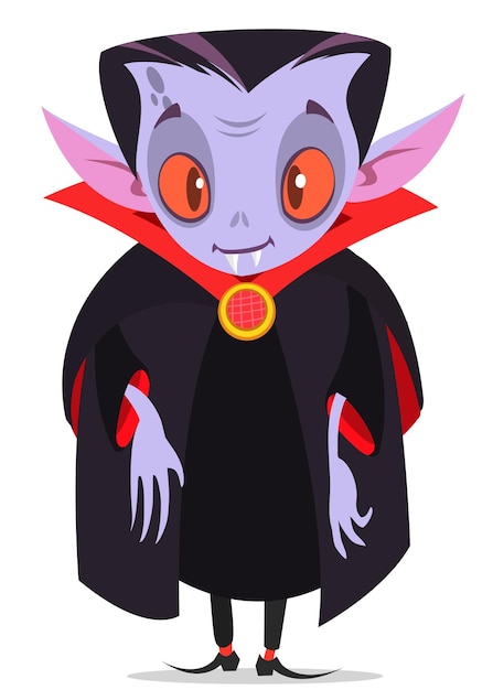 Simpatico cartone animato vampiro sorridente Illustrazione vettoriale
